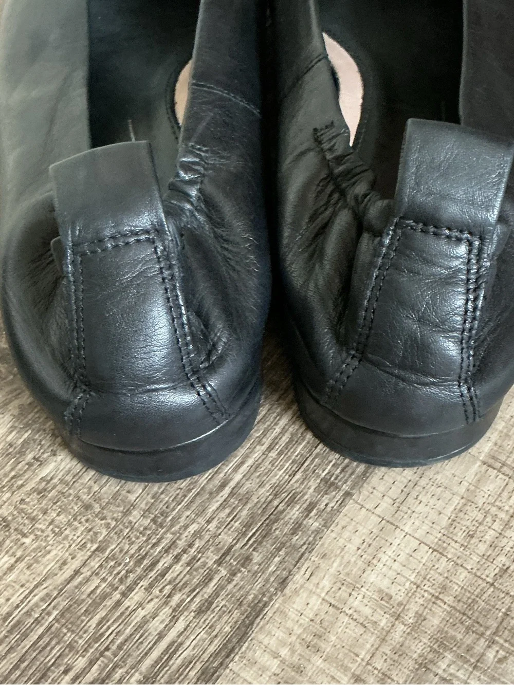 Womens 11 42 Ecco Anine Ballerina Black Leather Comfort Career Ballet Flats Shoe